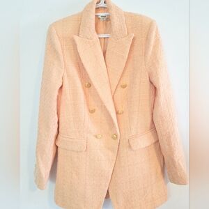 Jason Wu peach double breasted tweed blazer Sz M
